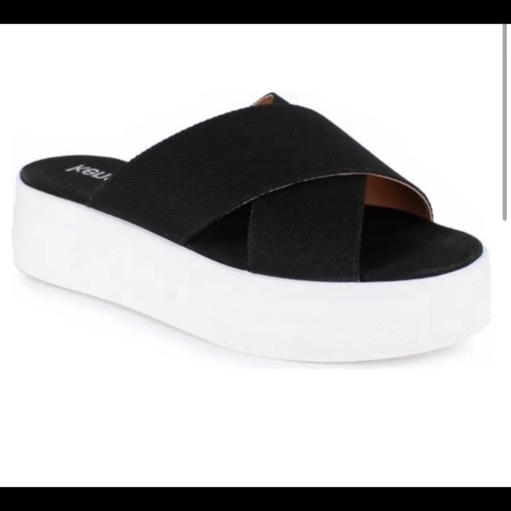 Kensie Rone Canvas Platform Slides Size 8.5